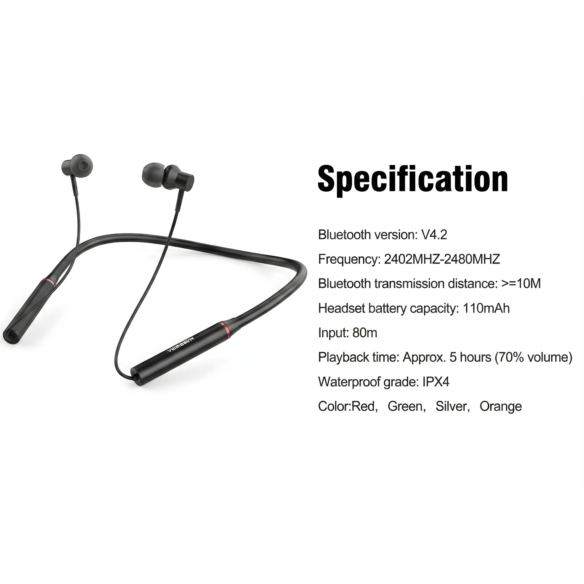 Denman DL19 Wireless Bluetooth Neckband Earphones – Sports-Ready & Waterproof