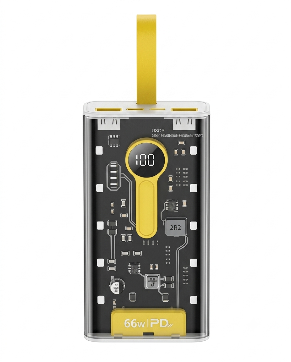 CyberClear 66W Transparent Power Bank | Fast PD Charging